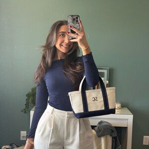 Elegant Navy Long Sleeve Women's Top